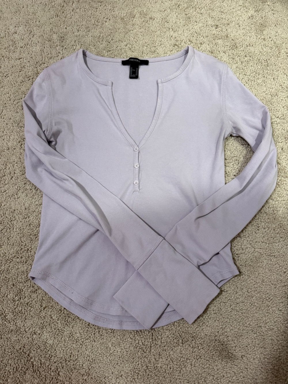 Forever 21 Light Purple Long Sleeve Henley Top